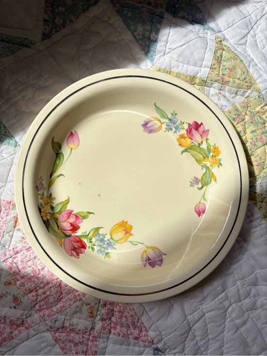 Vintage Other - Vintage Kitchen Kraft Cream Floral Ceramic Serving Plate Bowl Floral Tulip MCM
